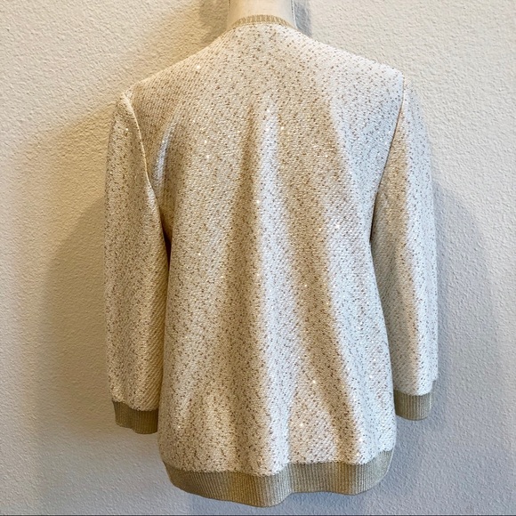 St. John Elegant Metallic Cardigan Jeweled Buttons - Picture 4 of 6